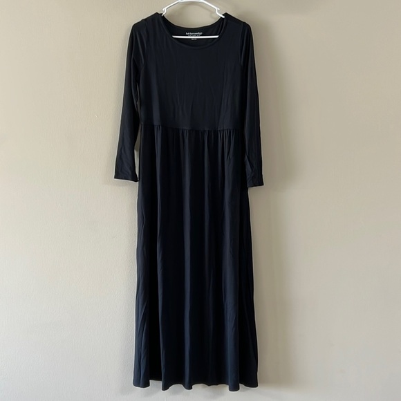 Soft Surroundings Black Jersey Stretch Long Sleeve Maxi Dress - Picture 1 of 9